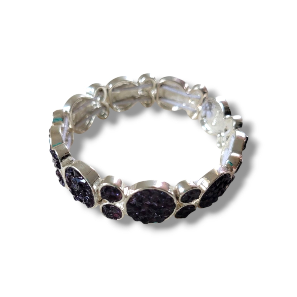 Napier | NWOT Lovely Silver/Purple Amethyst Druzy Stretch Bracelet